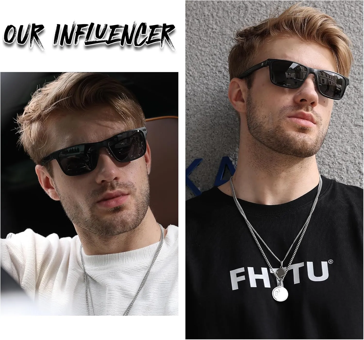 DUCO Polarized Sunglasses for Men Lightweight Carbon Fiber UV400 Protection Square Sun Glasses 8207