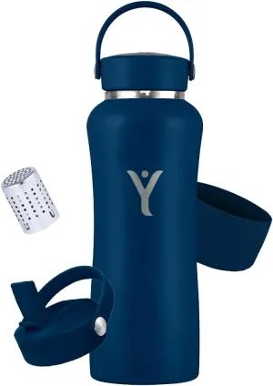 DYLN Hydrogen Water Bottle Bundle – Includes Straw Cap & Guard (25 oz, Galaxy Blue)