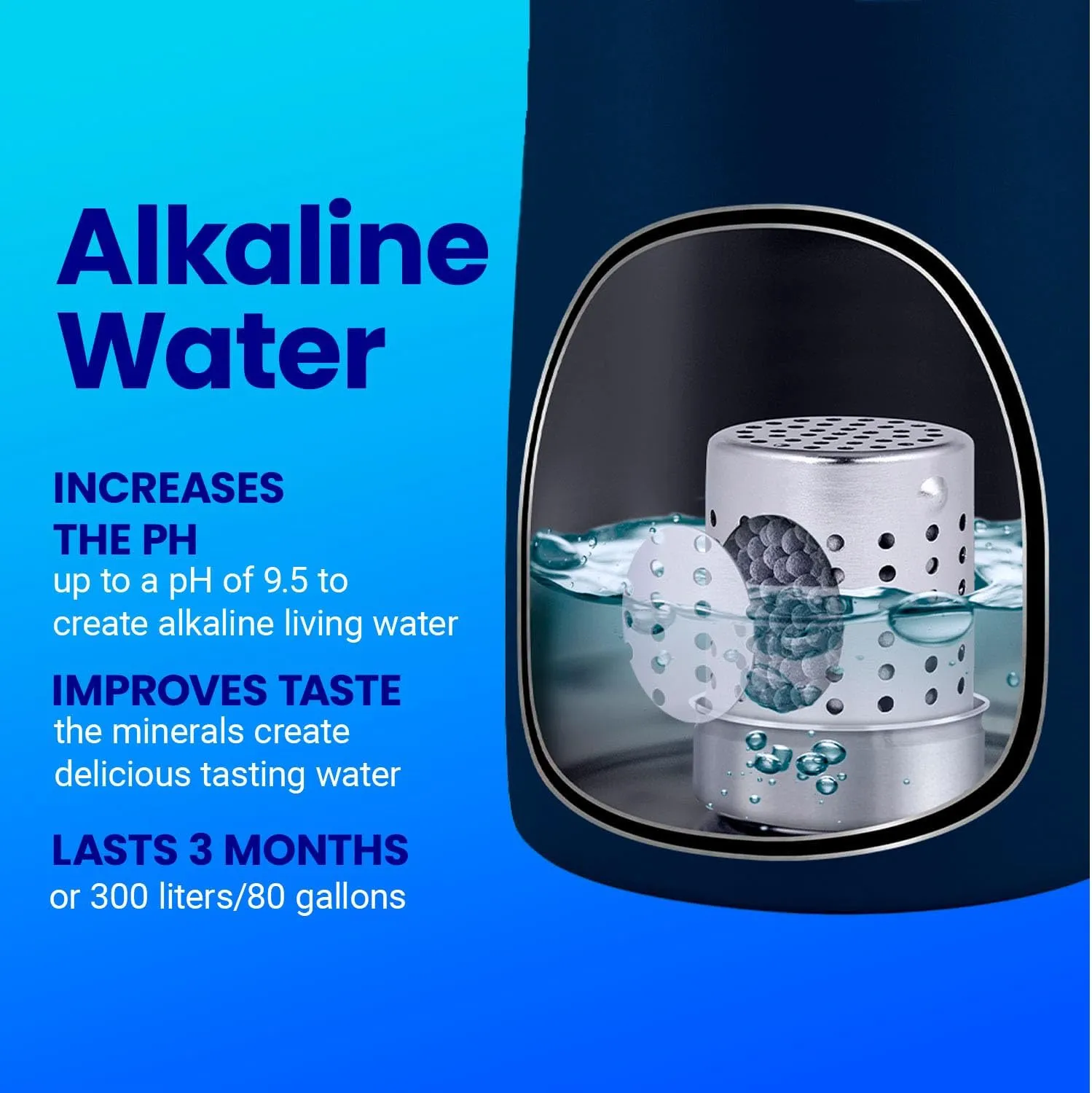 DYLN VitaBead Diffuser | Creates Hydrogen-Rich, pH 9  Alkaline Antioxidant Water | Replacement for DYLN Bottle | Natural Mineral Ionized Hydrogen Generator for Delicious Tasting Water | 4-Pack