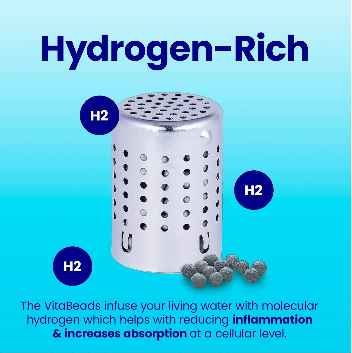 DYLN VitaBead Diffuser | Creates Hydrogen-Rich, pH 9  Alkaline Antioxidant Water | Replacement for DYLN Bottle | Natural Mineral Ionized Hydrogen Generator for Delicious Tasting Water | 4-Pack