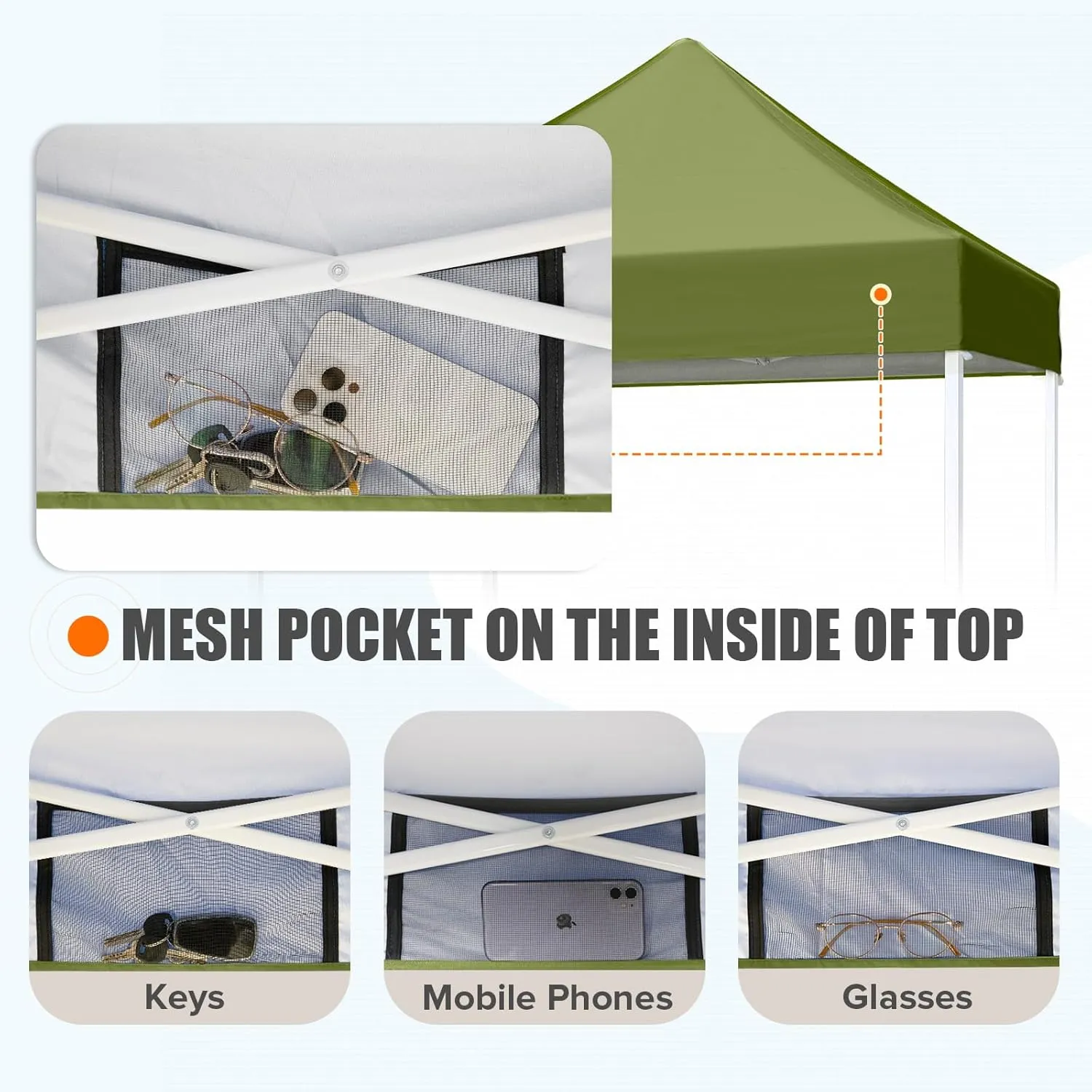 EAGLE PEAK 5x5 Pop Up Canopy Tent Instant Outdoor Canopy Easy Set-up Straight Leg Folding Shelter, Grass Green
