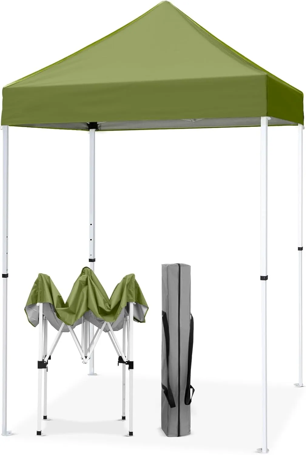 EAGLE PEAK 5x5 Pop Up Canopy Tent Instant Outdoor Canopy Easy Set-up Straight Leg Folding Shelter, Grass Green