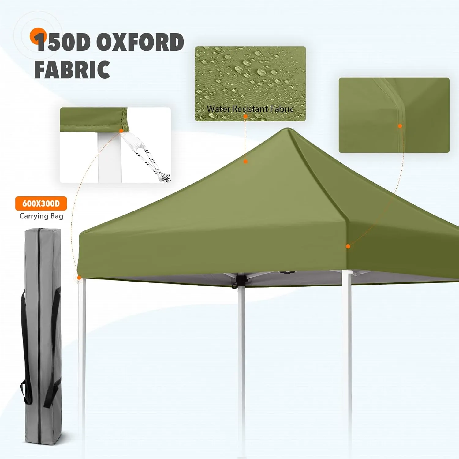 EAGLE PEAK 5x5 Pop Up Canopy Tent Instant Outdoor Canopy Easy Set-up Straight Leg Folding Shelter, Grass Green