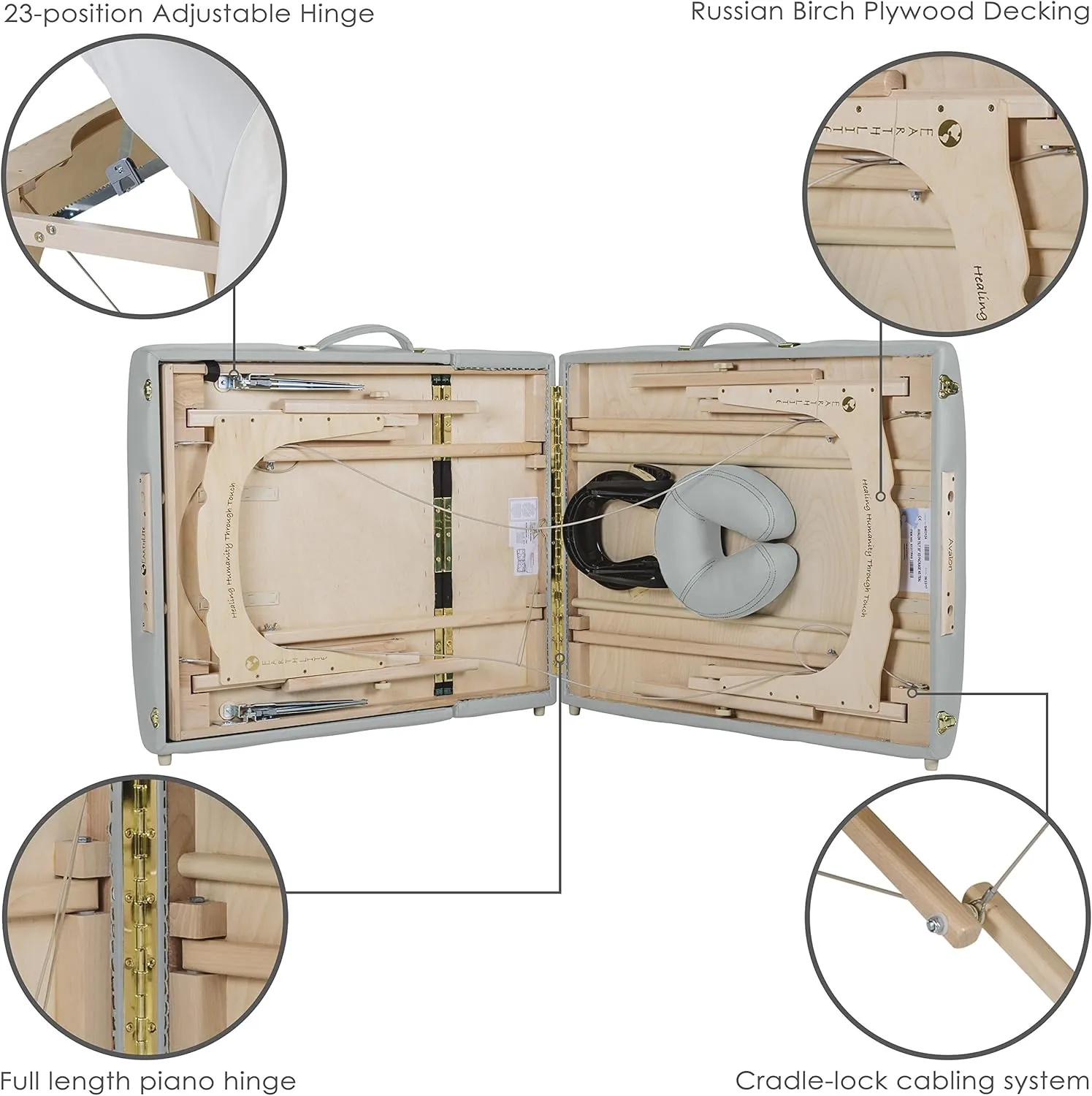 EARTHLITE Portable Massage Table Package AVALON – Reiki Endplate, Premium Flex-Rest Face Cradle & Strata Cushion, Carry Case (30”x73”)