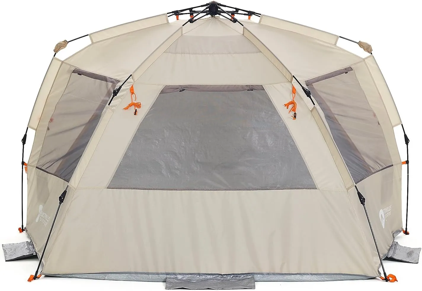 Easthills Outdoors Instant Shader Deluxe XL Beach Tent Easy Up 99" Wide for 4-6 Person Sun Shelter - Extended Zippered Porch Included Beige