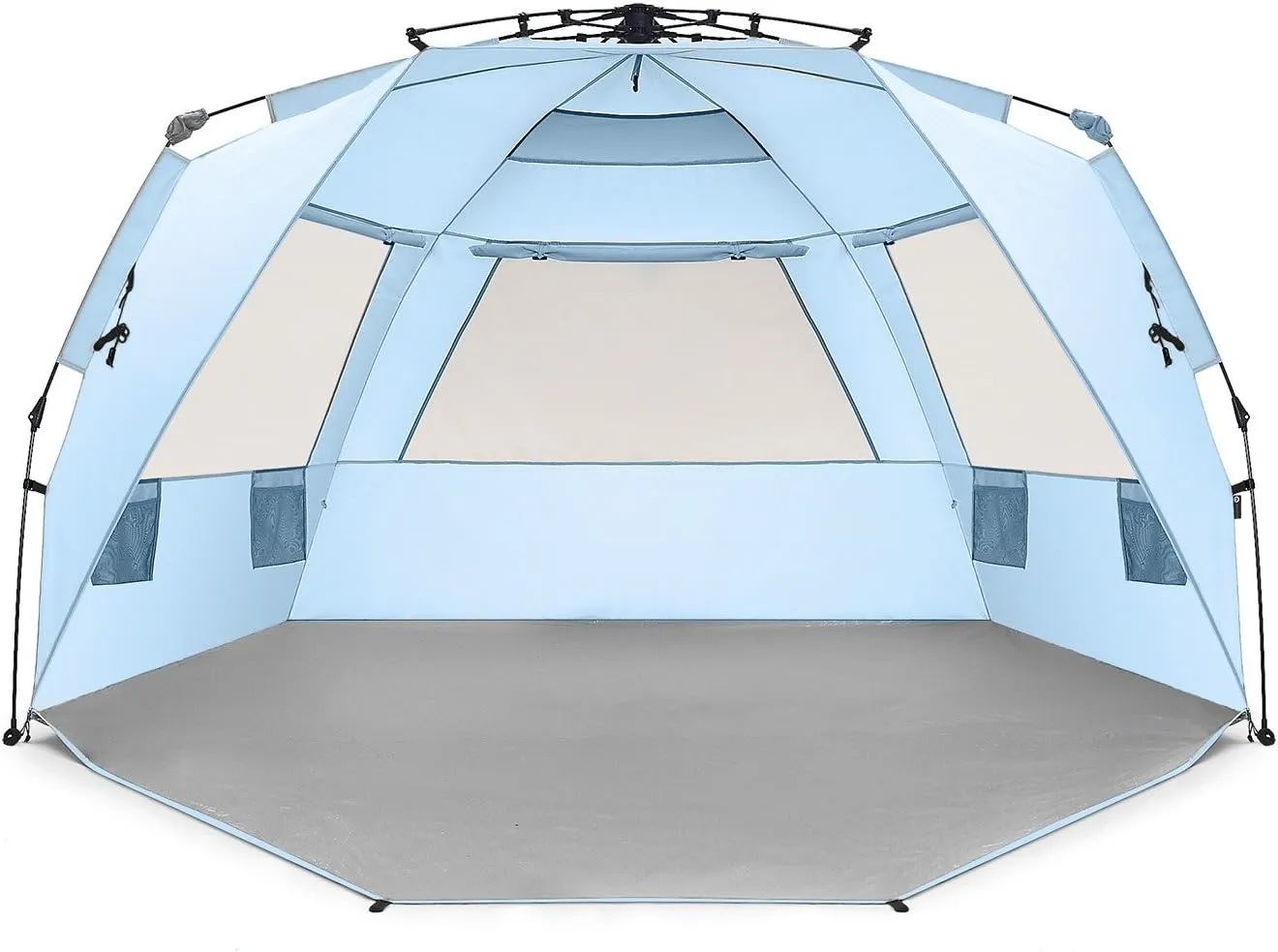 Easthills Outdoors Instant Shader Deluxe XL Beach Tent Easy Up 99" Wide for 4-6 Person Sun Shelter - Extended Zippered Porch Included Blue
