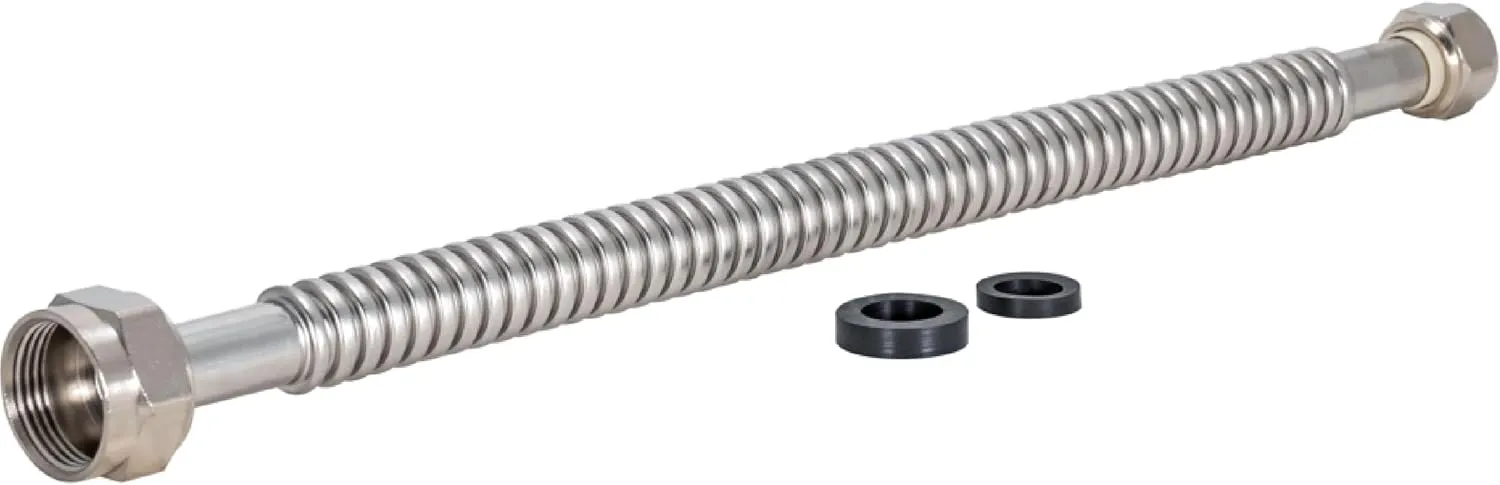 Eastman 18 Inch WaterFlex Water Heater Connector, 3/4 Inch FIP x 1 Inch FIP, Stainless Steel Corrugated Water Heater Supply Line, 437518