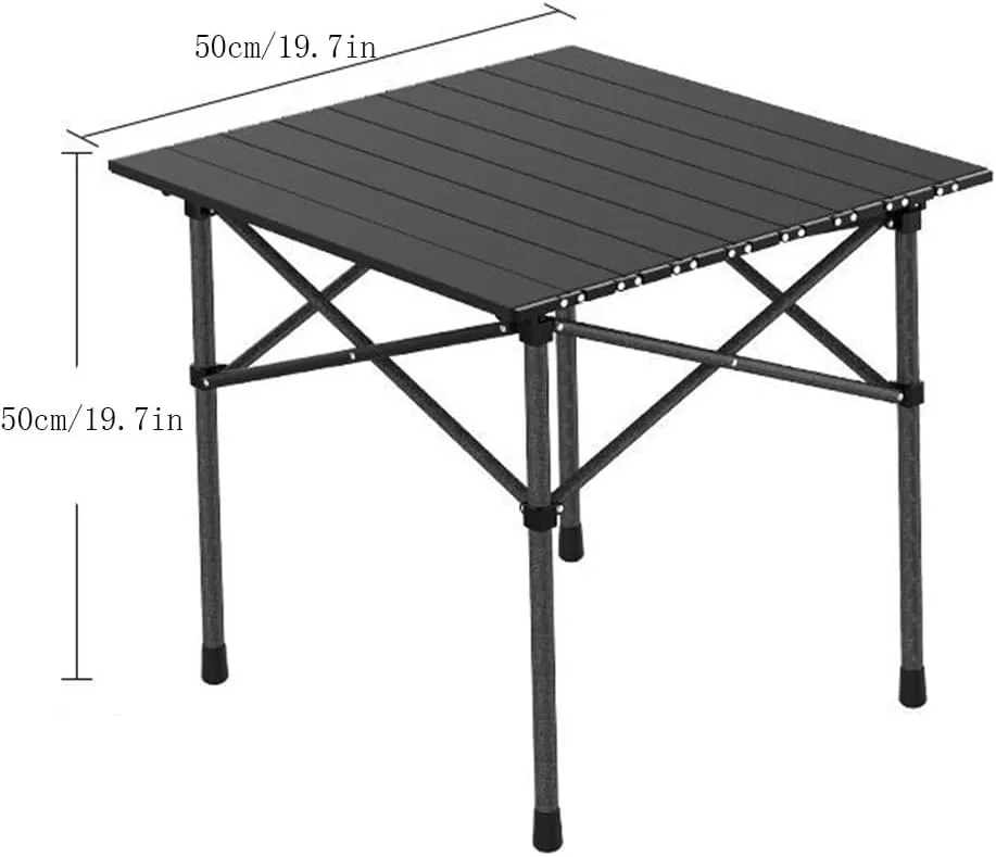 Easy Carry Extra Large Camping Table Folding Roll-up Table with Storage Bag Indoor Outdoor All-Purpose Portable Table, 50*50cm