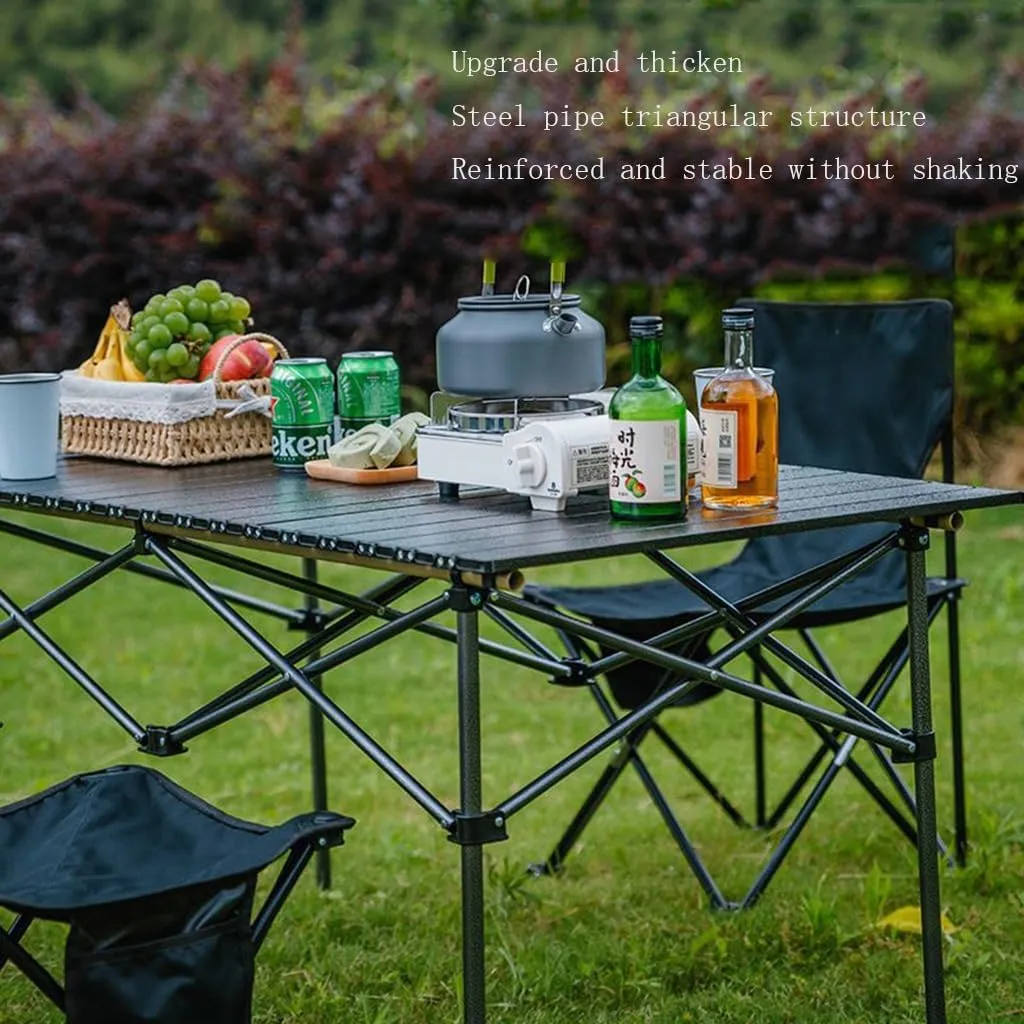 Easy Carry Extra Large Camping Table Folding Roll-up Table with Storage Bag Indoor Outdoor All-Purpose Portable Table, 95*57cm