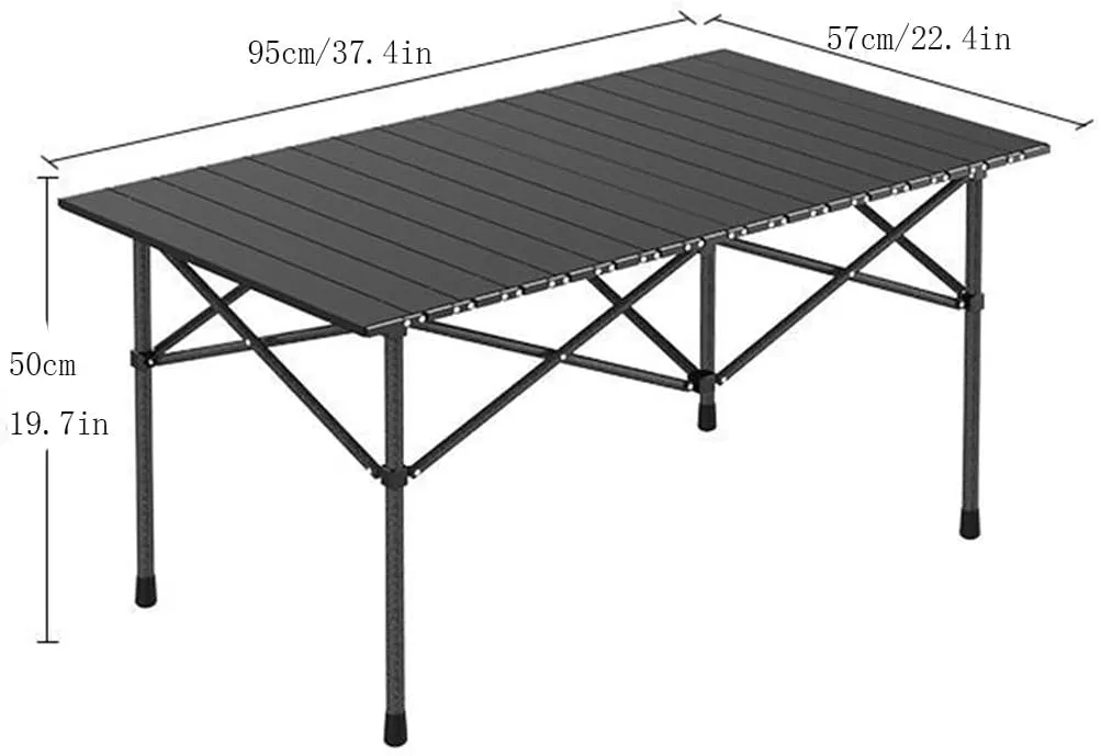 Easy Carry Extra Large Camping Table Folding Roll-up Table with Storage Bag Indoor Outdoor All-Purpose Portable Table, 95*57cm