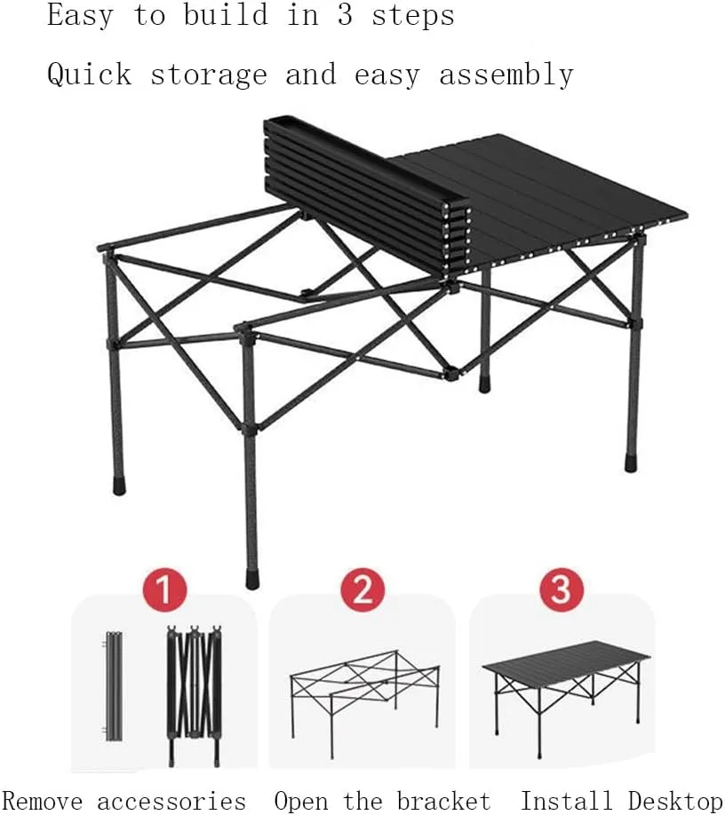 Easy Carry Extra Large Camping Table Folding Roll-up Table with Storage Bag Indoor Outdoor All-Purpose Portable Table, 95*57cm