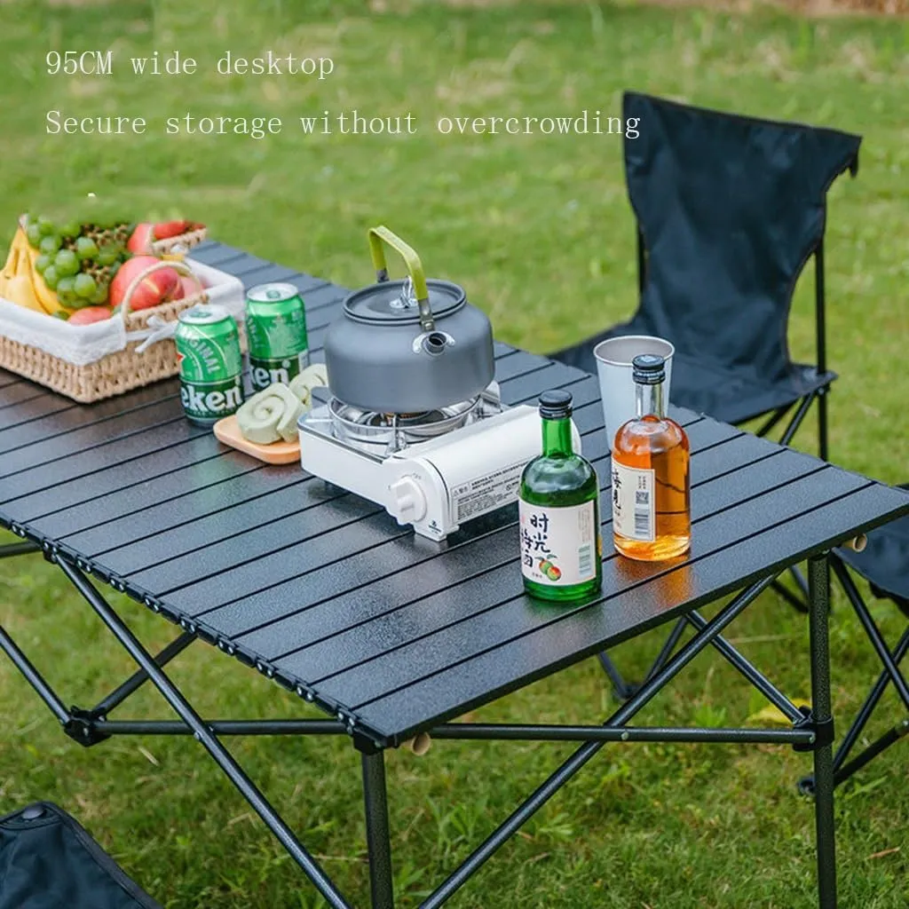 Easy Carry Extra Large Camping Table Folding Roll-up Table with Storage Bag Indoor Outdoor All-Purpose Portable Table, 95*57cm