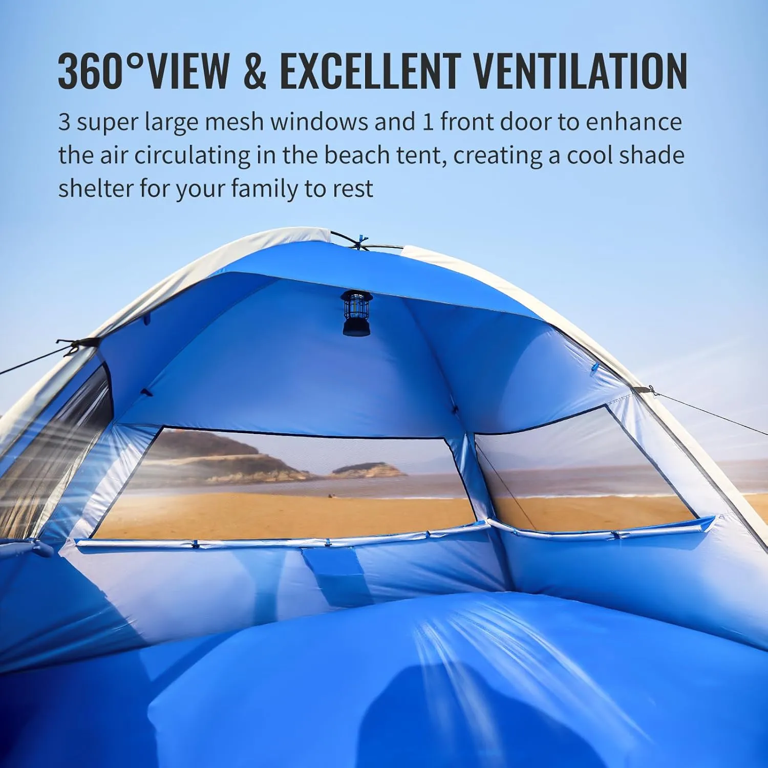 EchoSmile UPF 50  Beach Tent Sun Shelter for 3/4 Person, Portable Beach Cabana Tent