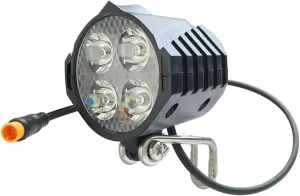 Electric Bike LED Headlight 36V 48V 12V-60V Bike Front Light with Built-in Horn 4 Lights 3 Pin Connector for Night Riding Waterproof Bicycle Horn Headlight for E-Scooter