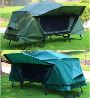 Elevated Camping Cot Tent Combo Set Double Layer Rainproof Outdoor Camping Tent Cot Bed Window with Gauze Storage Bag Design and Sandwich Eva Foam Pad