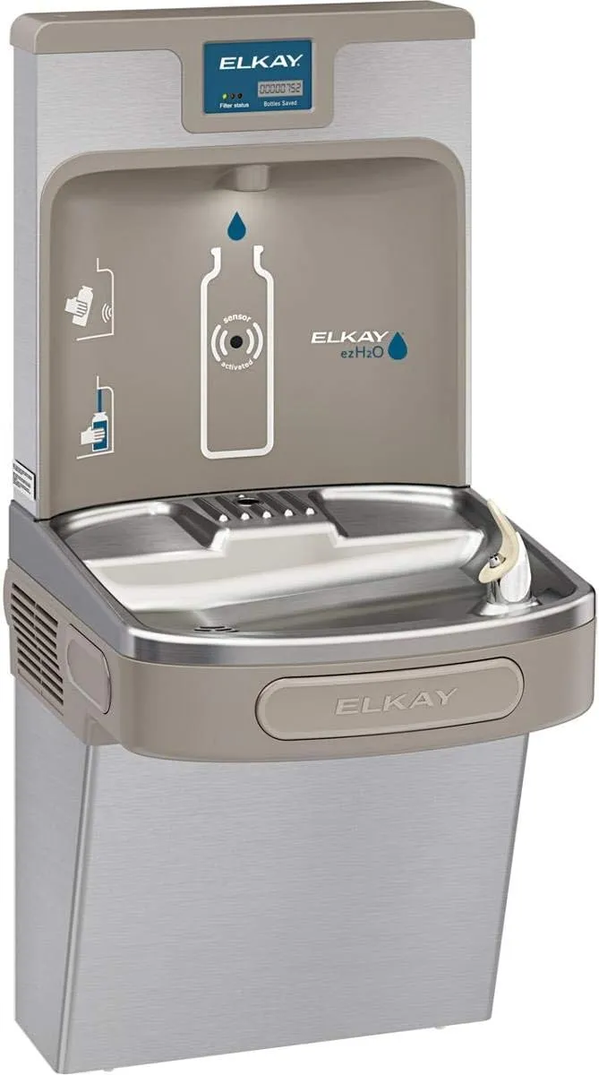Elkay LZS8WSSP Enhanced ezH2O Bottle Filling Station & ADA Cooler Refrigerated Stainless High Capacity Lead Reduction Quick Filter Change, Single, Stainless Steel