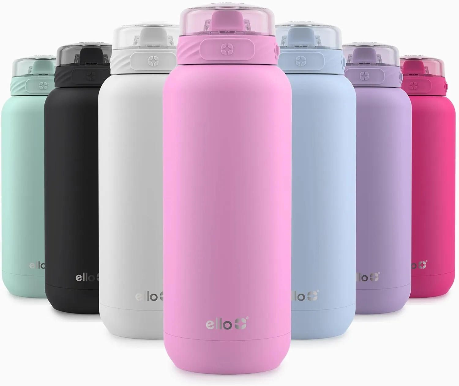 Ello Cooper 32oz Stainless Steel Water Bottle with Straw and Carry Handle, Double Walled and Vacuum Insulated Metal, Leak Proof Locking Lid with Soft Silicone Spout, Reusable, BPA Free, Bubblegum