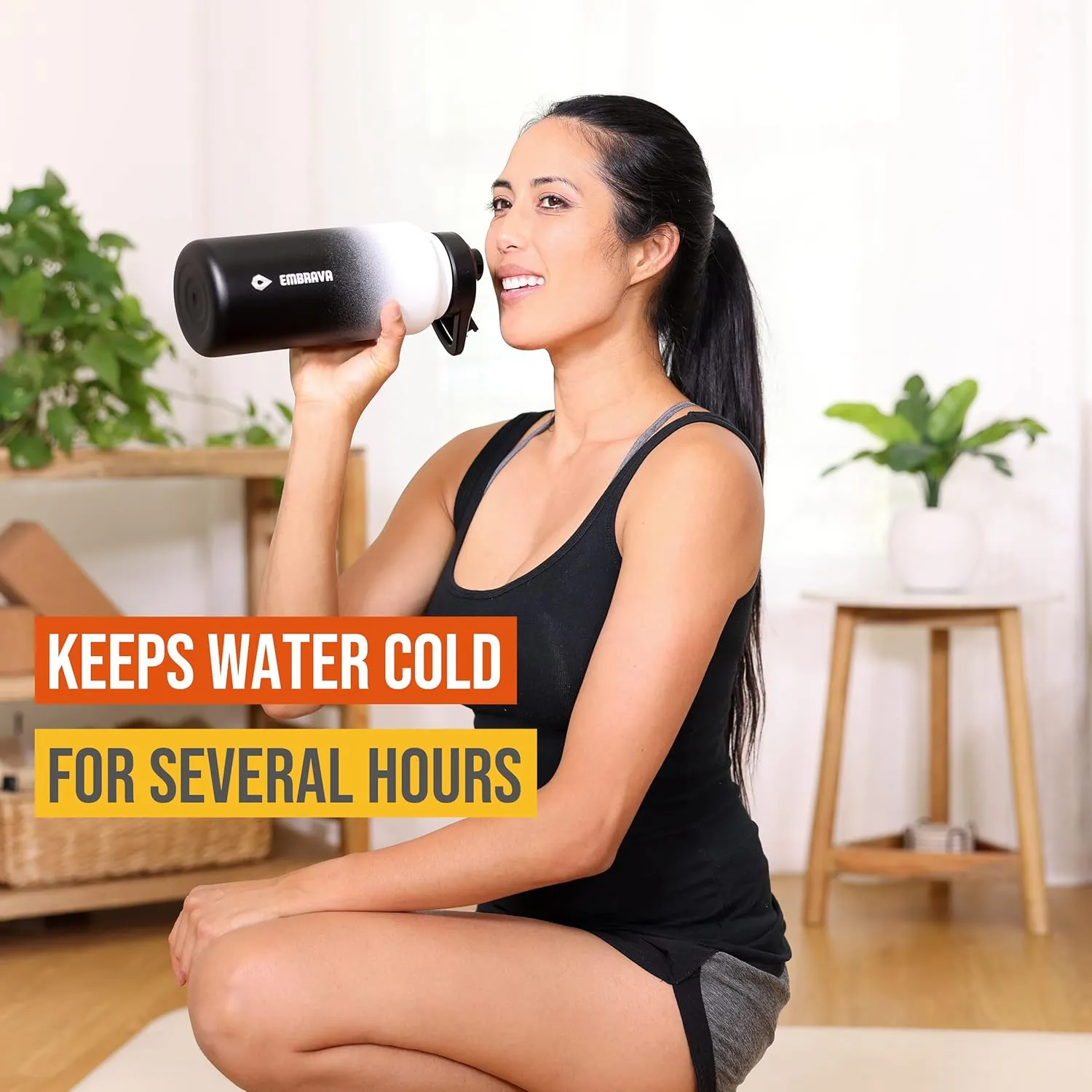 Embrava Insulated Sports Water Bottle - 32oz - Quick Open Lid for Gym, Workouts and Outdoors - Leak Proof - BPA & BPS Free - Double Walled & Stainless Steel