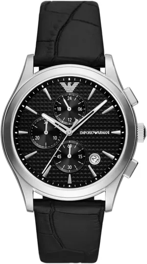 Emporio Armani Men's Stainless Steel Chronograph Dress Watch with Steel or Leather Band