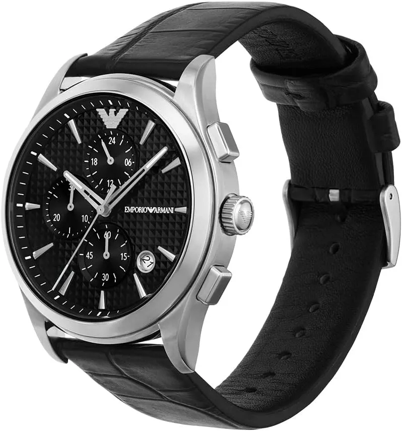 Emporio Armani Men's Stainless Steel Chronograph Dress Watch with Steel or Leather Band