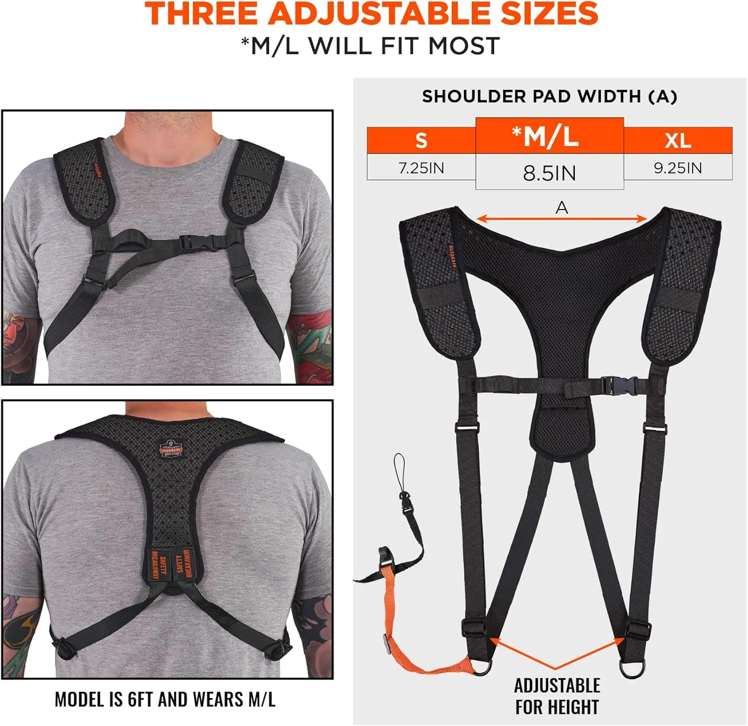Ergodyne Squids 3142 Padded Shoulder Barcode Scanner Harness with Attachment Lanyard for Mobile Computers