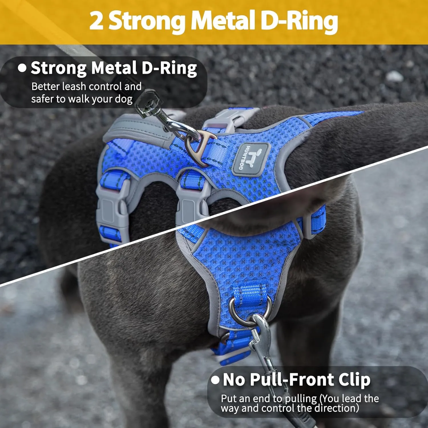 Escape Proof Harness - No Slip Dog Harness, Fully Reflective with Handle, Breathable, Durable, Adjustable Vest for Medium Dogs Walking, Training, and Running Gear (Sea Blue, M)