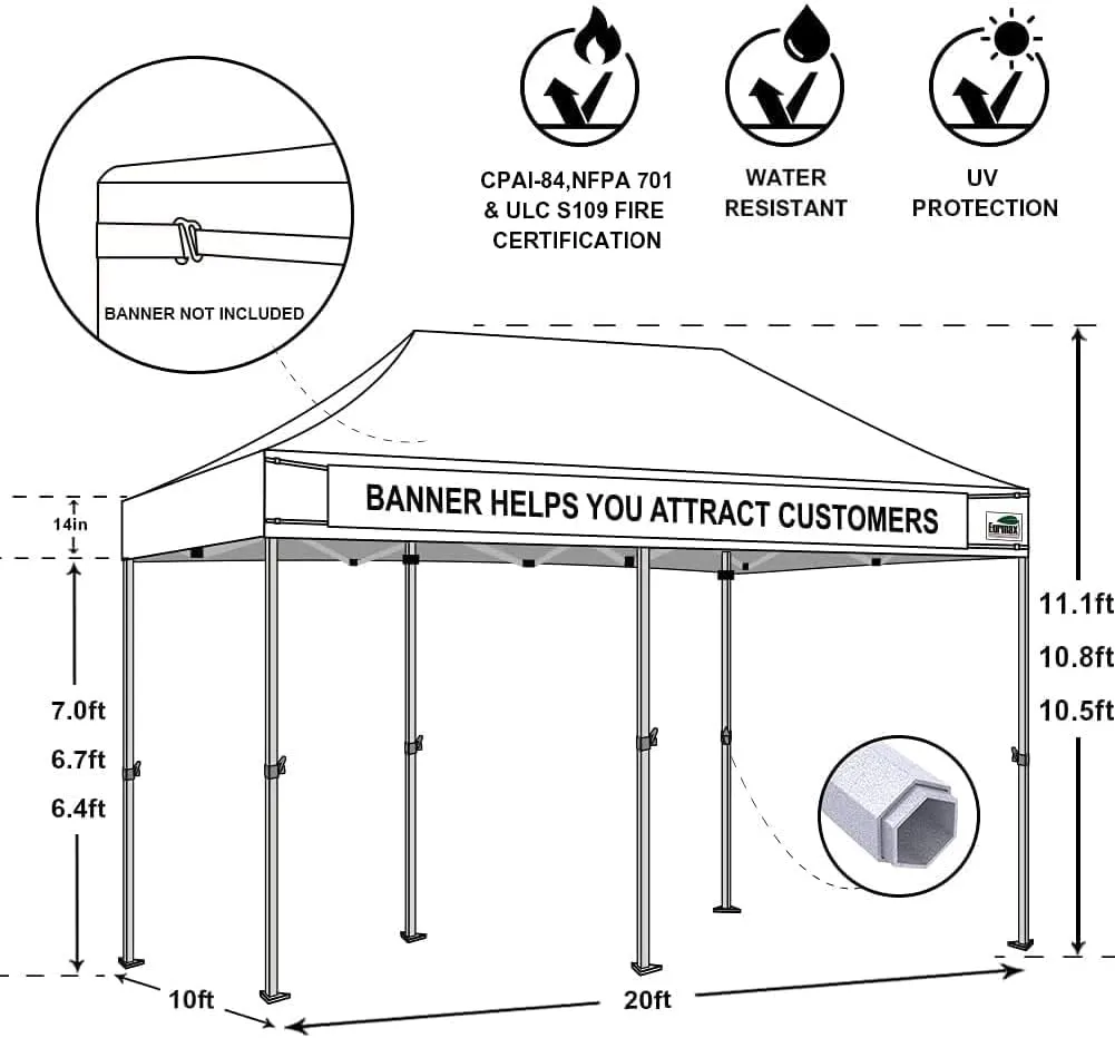Eurmax USA Premium 10'x20' Pop-up Canopy Tent Party Tent Commercial Instant Canopies Shelter with Removable Sidewalls with Wheeled Carry Bag Bonus 4 Sand Bags(Purple)