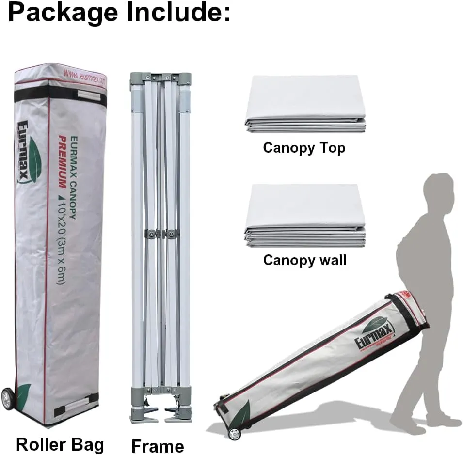 Eurmax USA Premium 10'x20' Pop-up Canopy Tent Party Tent Commercial Instant Canopies Shelter with Removable Sidewalls with Wheeled Carry Bag Bonus 4 Sand Bags(Purple)