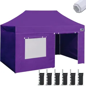 Eurmax USA Premium 10'x20' Pop-up Canopy Tent Party Tent Commercial Instant Canopies Shelter with Removable Sidewalls with Wheeled Carry Bag Bonus 4 Sand Bags(Purple)