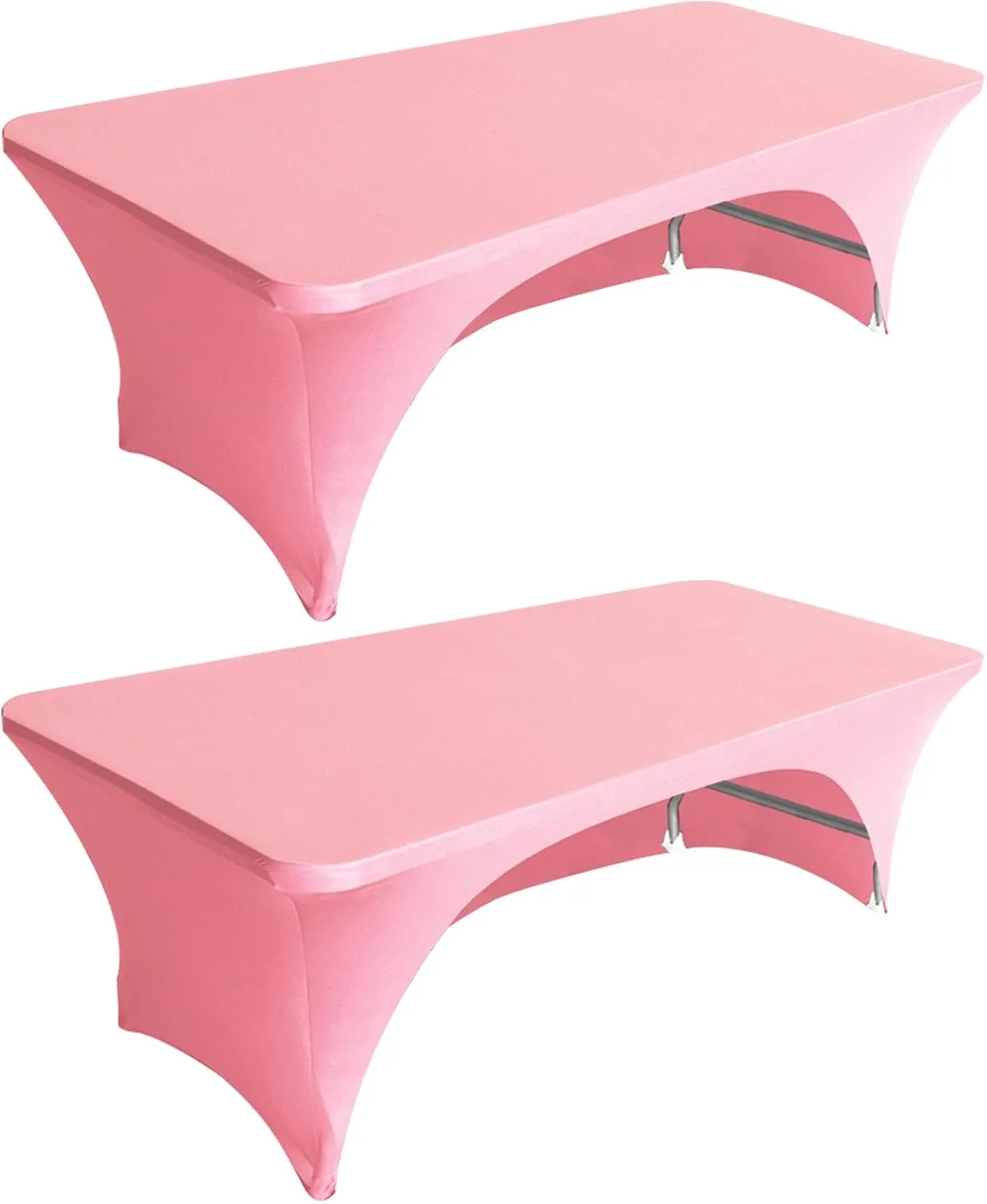 Eurmax USA Spandex Table Cover 8 ft. Fitted 30  Colors Polyester Tablecloth Stretch Spandex Table Cover-Table Toppers,8 FT Table Cover Open Back (Hot Pink,2 Pack)