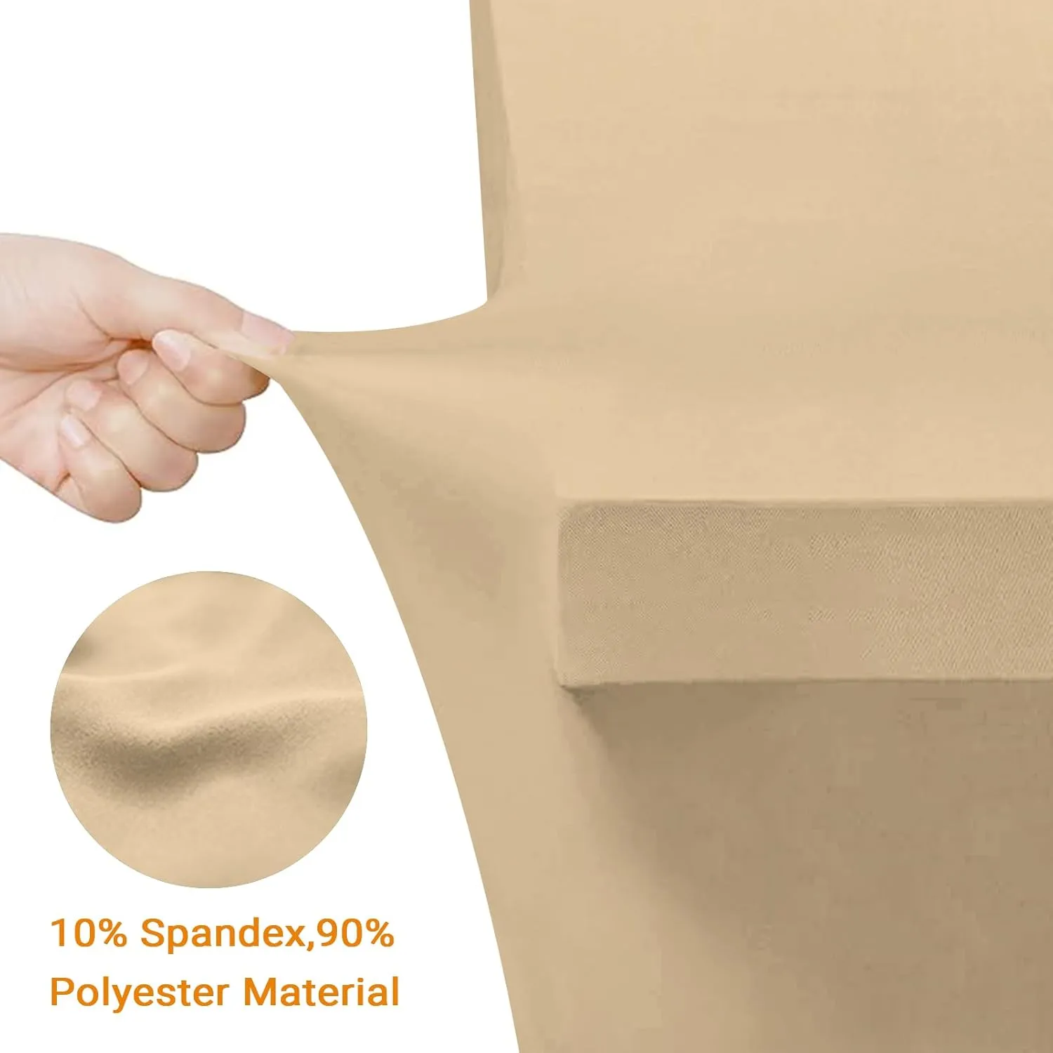 Eurmax USA Spandex Table Cover 8 ft. Fitted 30  Colors Polyester Tablecloth Stretch - Table Toppers, Open Back (Champagne, 2 Pack)