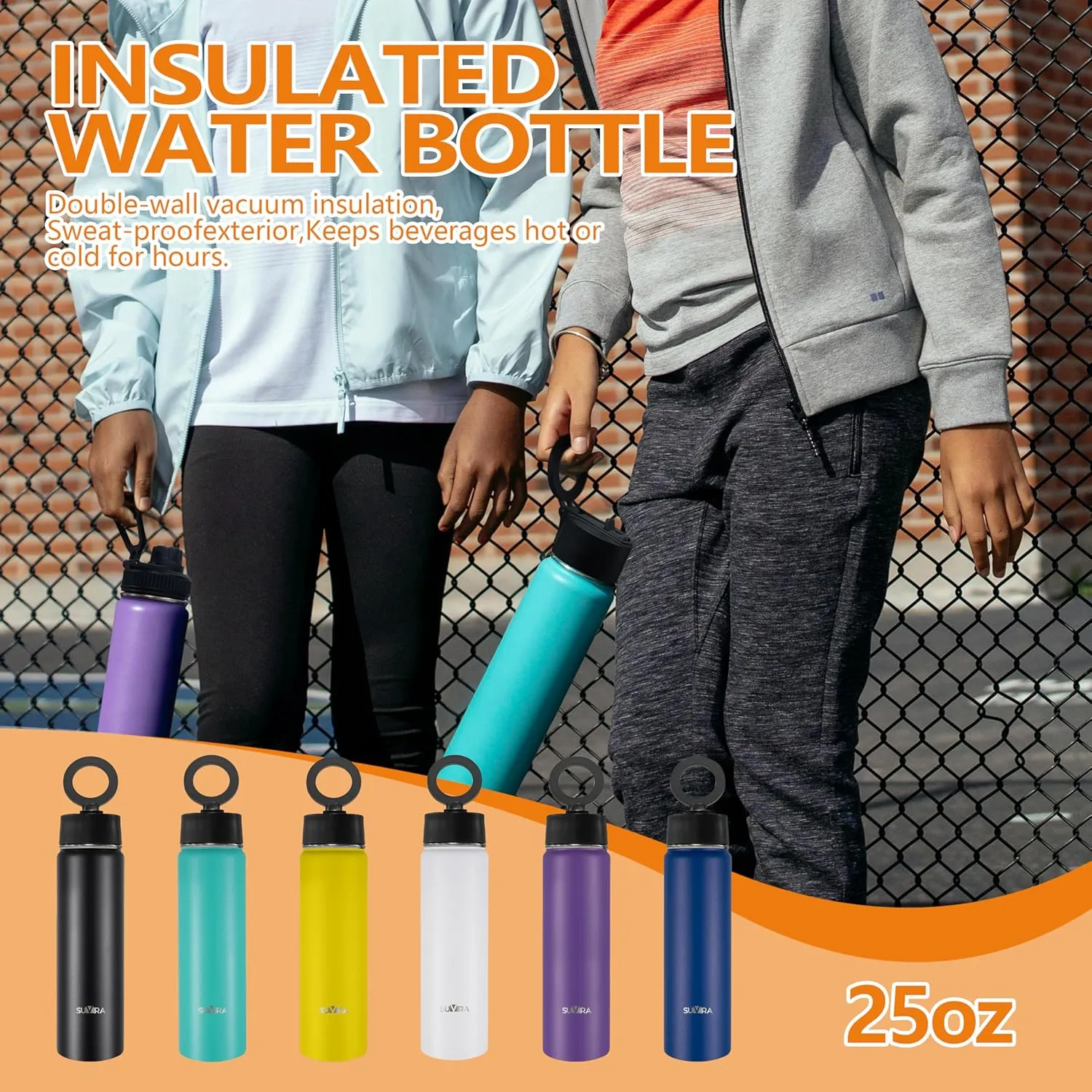 Explore The Ultimate in Hydration:Magnetic lid/Water Bottle with 2Lids Pack/Leak Proof/Double Wall Stainless Steel Insulation withTripod,Phone Holder Sport,Gym and Travel