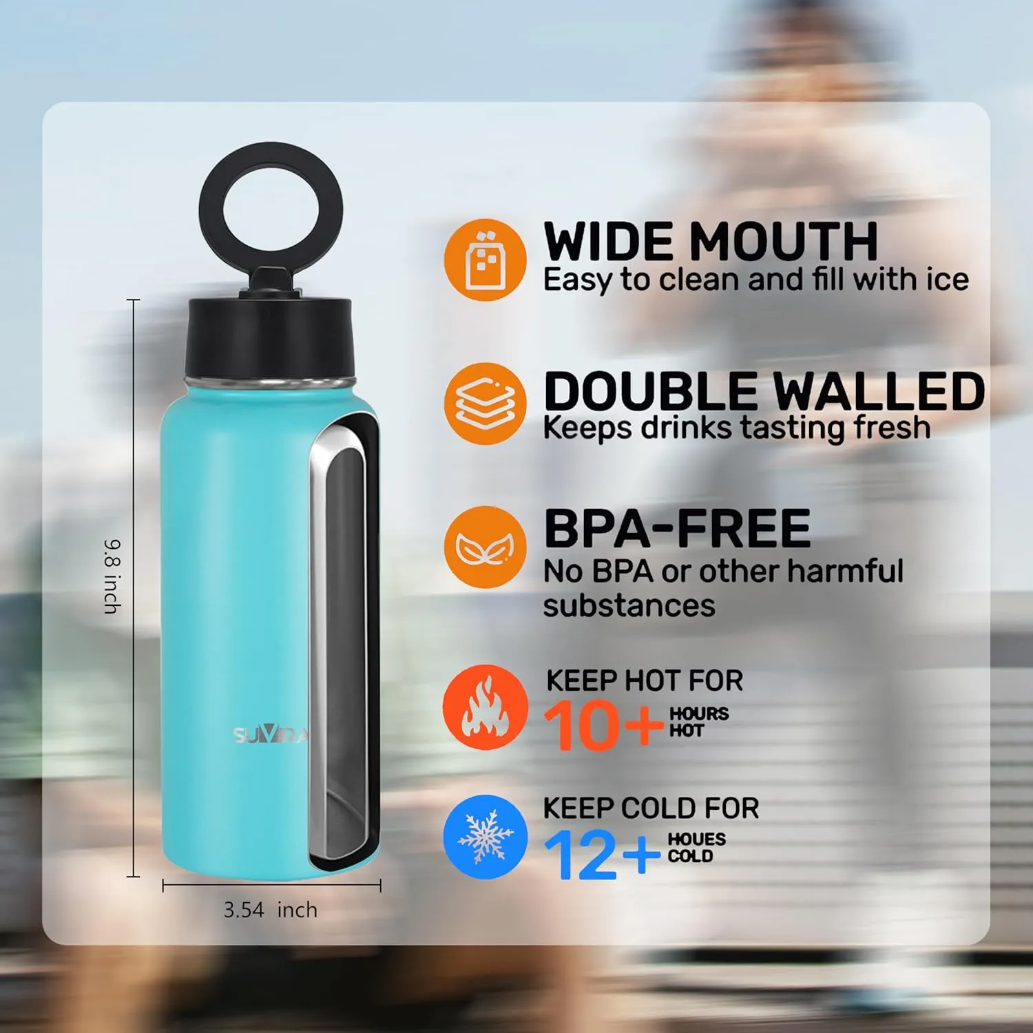 Explore The Ultimate in Hydration:Magnetic lid/Water Bottle with 2Lids Pack/Leak Proof/Double Wall Stainless Steel Insulation withTripod,Phone Holder Sport,Gym and Travel