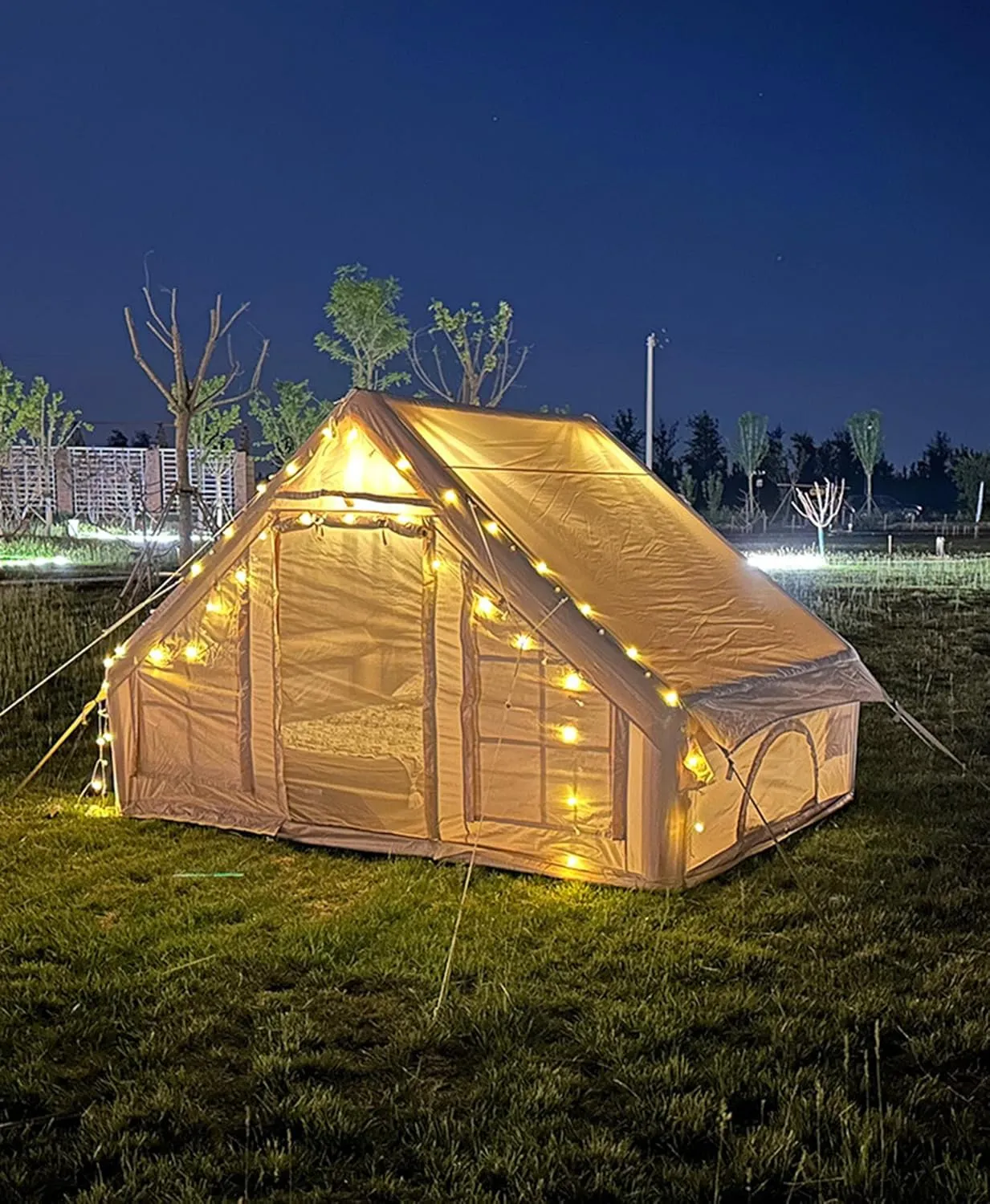 Extra Large Inflatable Camping Tent, Luxury Camping Tent, Easy to Install, Four Seasons Windproof, Rainproof Outdoor Oxford Cloth Tent, Suitable for Family Beach, Outdoor Picnic