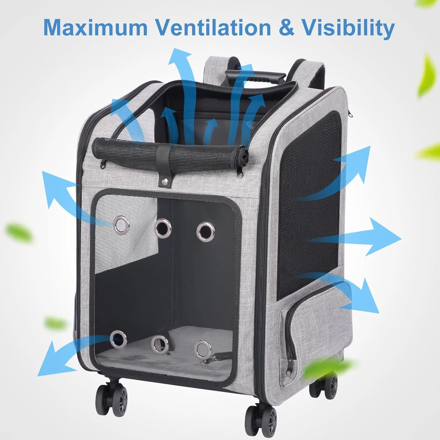 Extra Large Pet Carrier Backpack with Wheels Cats Under 30 Lbs, for Dogs Puppies Rabbits Other Animals Under 25 Lbs, Great for Travel/Hiking/Outdoor Use