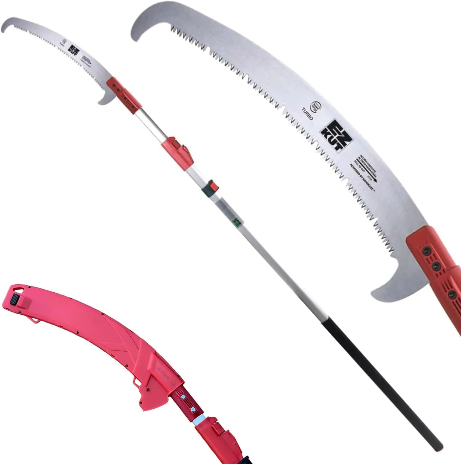 EZ Kut Kamikaze 15′ Extendable Tree Trimmer Pole Saw - Branch Cutter with Single Hook Pole Saw Blade for Branch Removal - Best Pole Saws for Tree Trimming. Tree pruner pole saw since 1988