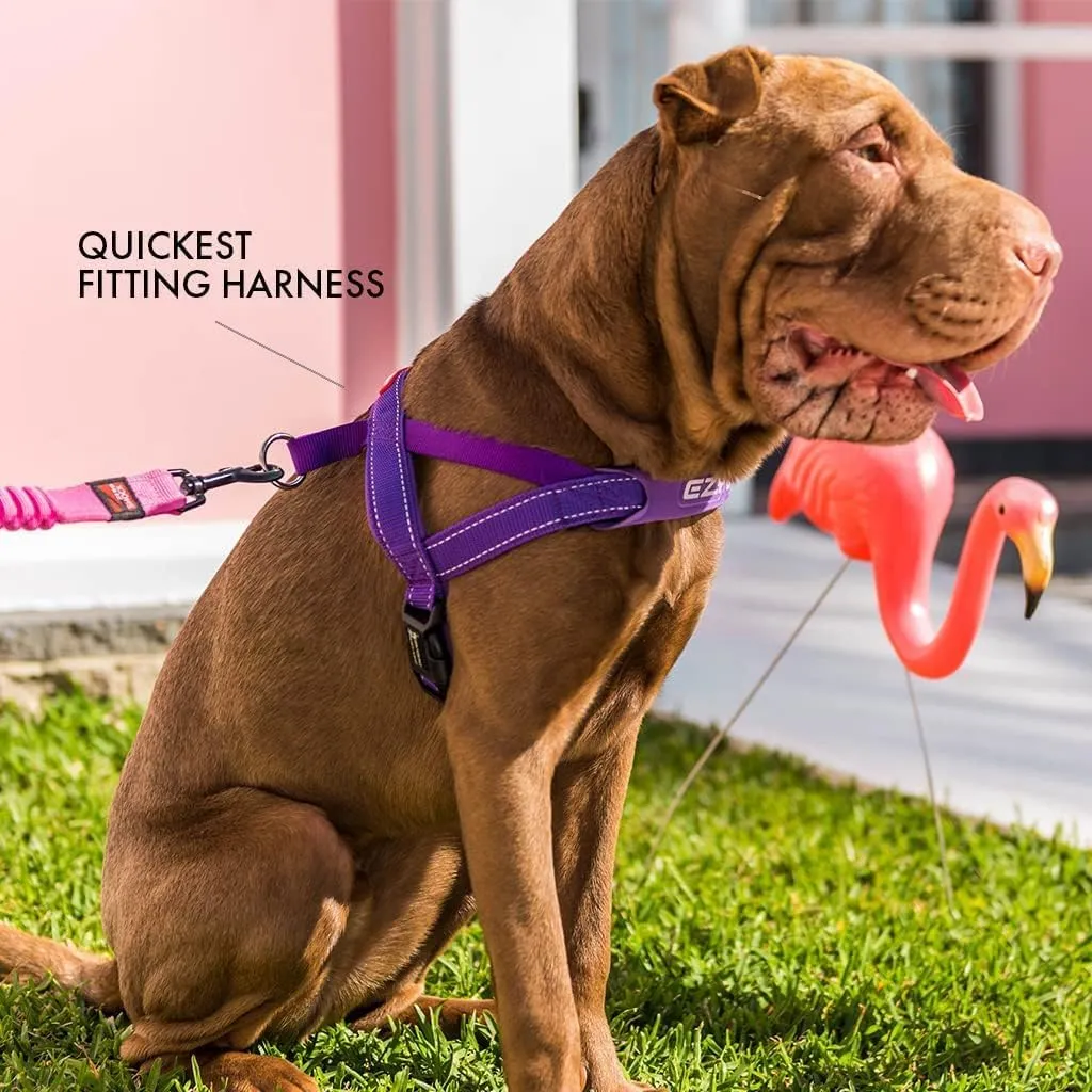 EzyDog Quick Fit Dog Harness – No Pull Harness for Training, Everyday Walking, and Easy Control - Adjustable Fit, Reflective, and Padded (Large, Pink Camo)