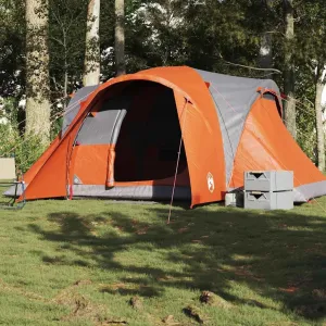 Family Tent Dome 6-Person Grey and Orange Waterproof8,6KG