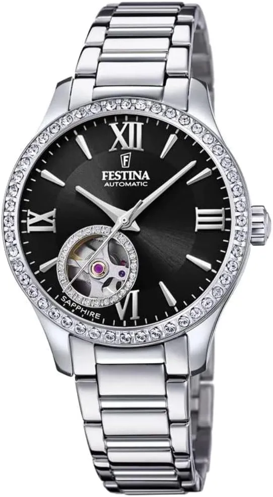 Festina F20485/2 Ladies Black Automatic Watch, Black, Bracelet