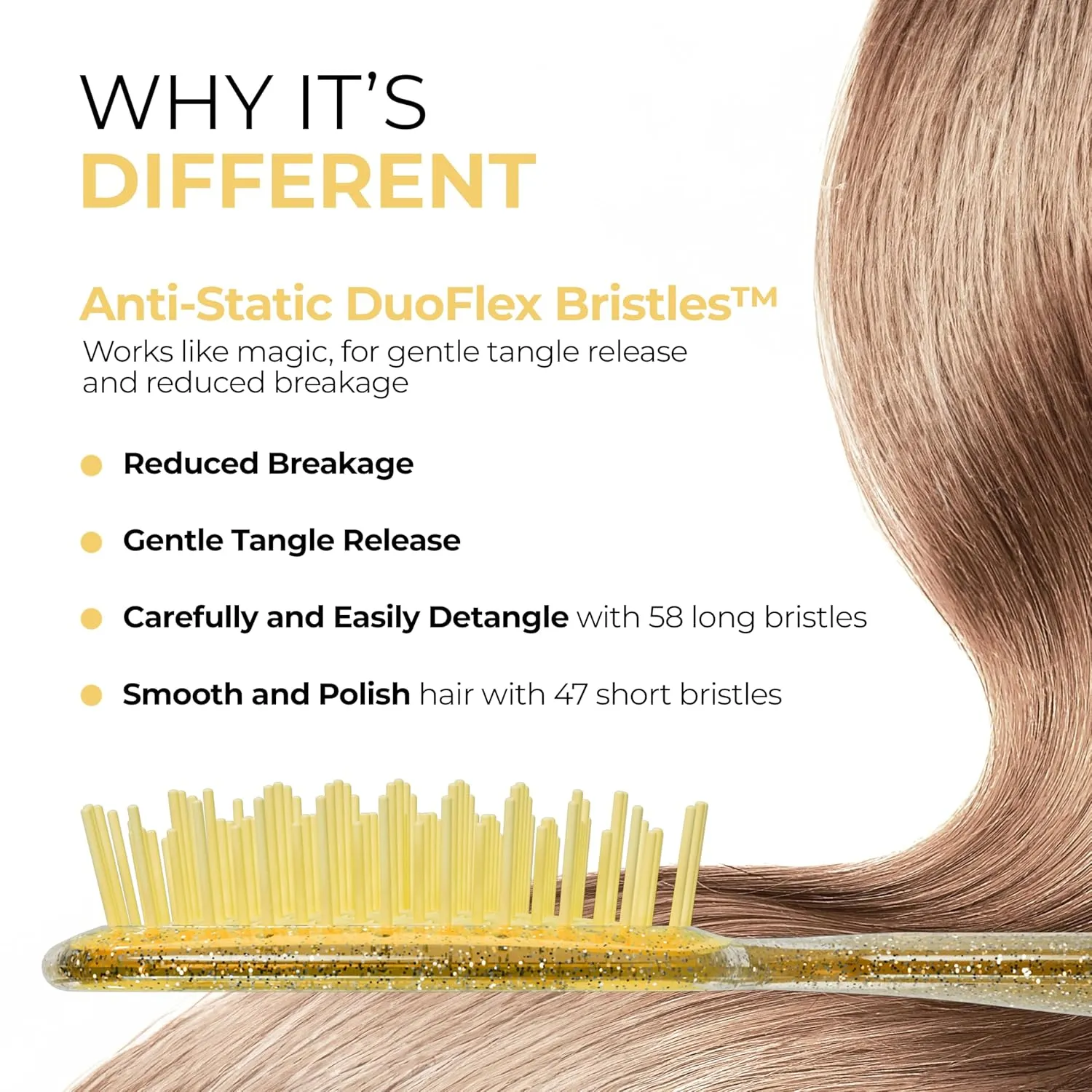 FHI Heat UNbrush Detangling Brush for Pain-Free Brushing on All Wet or Dry Hair Types — Durable DuoFlex Anti-Static Bristles, Lightweight Handle, Vented Hair Brush