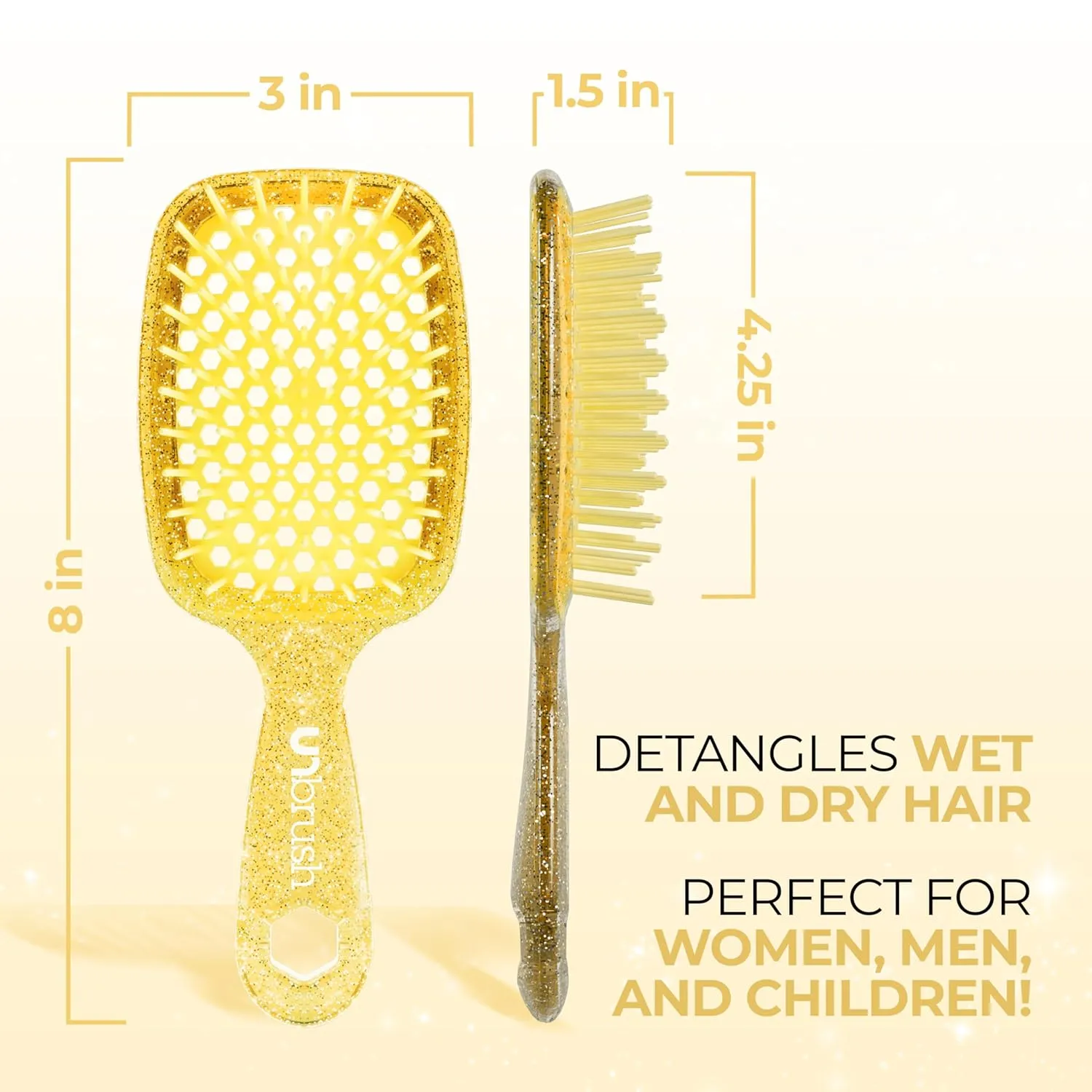 FHI Heat UNbrush Detangling Brush for Pain-Free Brushing on All Wet or Dry Hair Types — Durable DuoFlex Anti-Static Bristles, Lightweight Handle, Vented Hair Brush