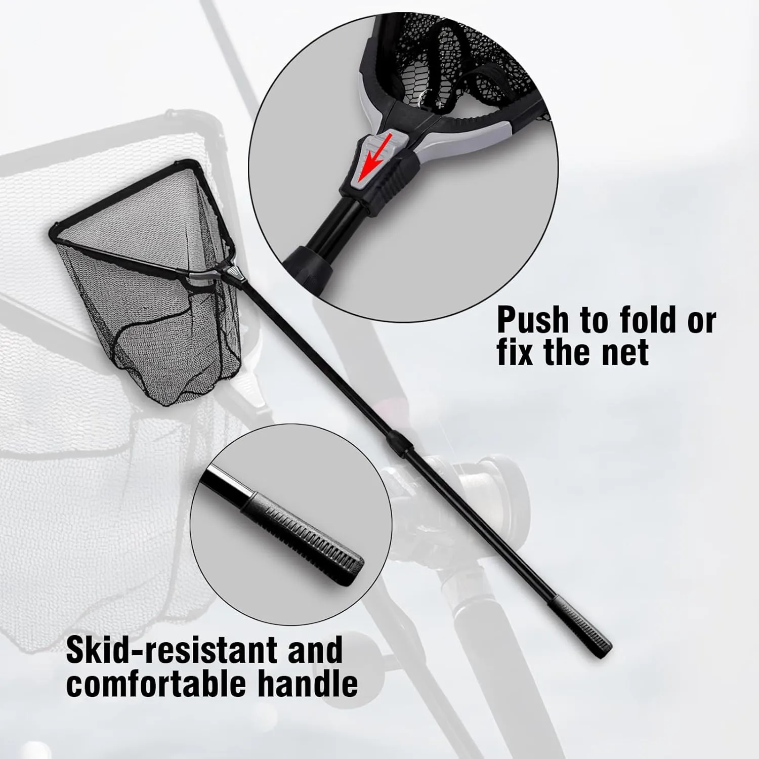 Fiblink Folding Aluminum Fishing Landing Net Fish Net with Extending Telescoping Pole Handle