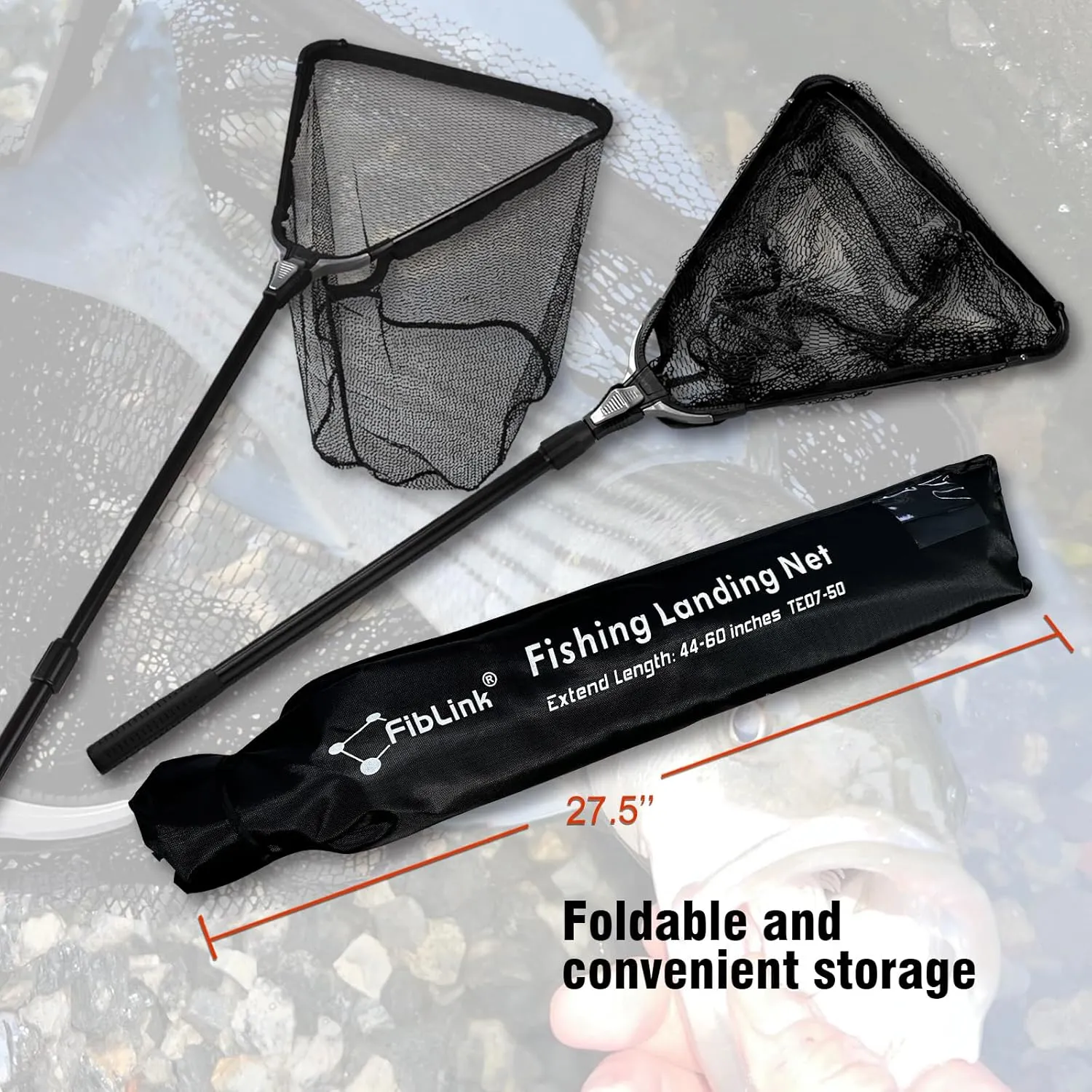 Fiblink Folding Aluminum Fishing Landing Net Fish Net with Extending Telescoping Pole Handle