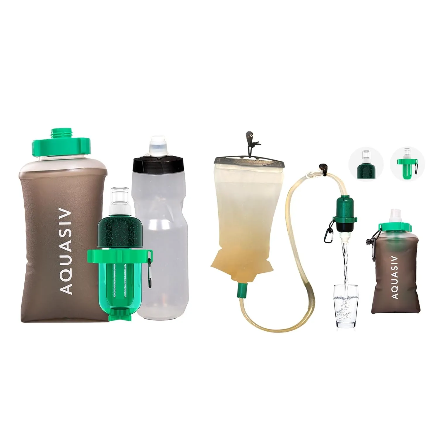 Filters with HFM Carbon & Pre Filter, Gravity Bag & Squeeze Pouch - Lightweight Personal Survival Water Filter - Reliable Camping & Hiking Water Filter - Emergency preparedness, Reusable