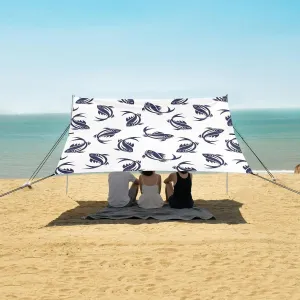 Fishes Seamless Pattern Beach Camping Tent Sun Shelter for Whole Family, Beach Shade Canopy with UPF50  UV Protection,Easy Set Up and Carry,Outdoor Shade for Trips, Fishing, Backyard Fun Picnic