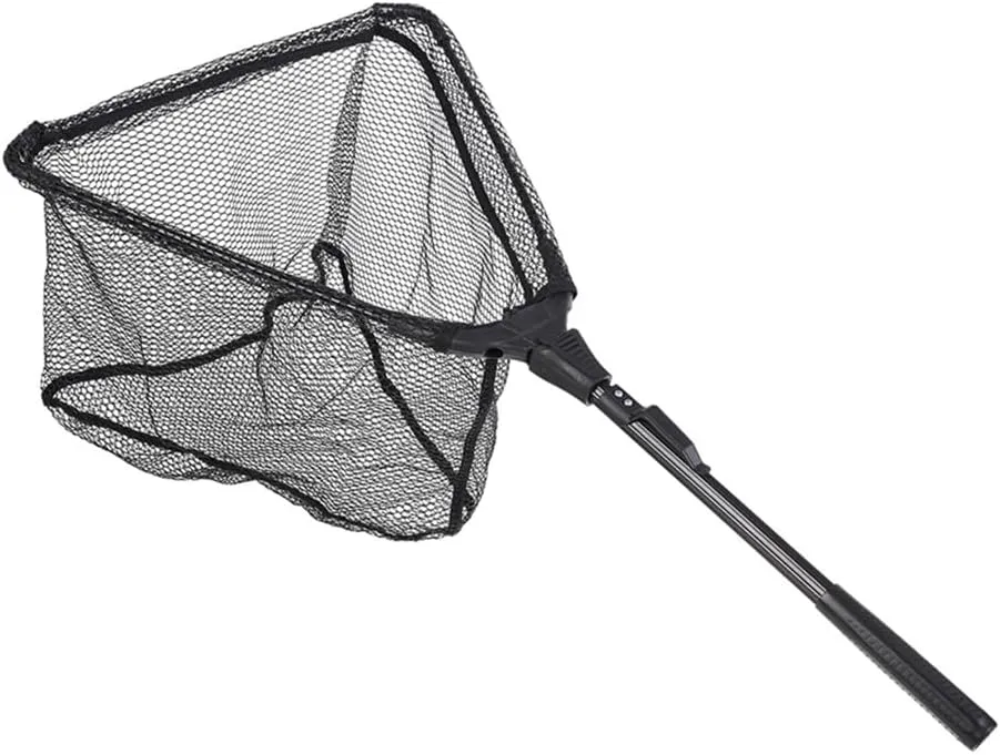 Fishing net with telescoping Aluminium Alloy Pole Floating net Fishing Accessories for Freshwater, Saltwater, Kayak, Boat, Foldable Fish Landing nets Fishing net
