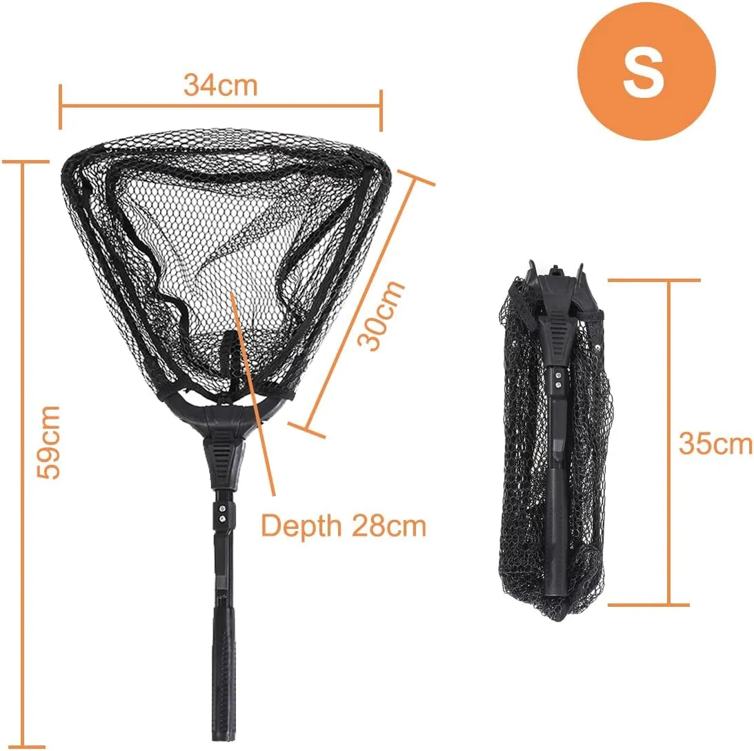 Fishing net with telescoping Aluminium Alloy Pole Floating net Fishing Accessories for Freshwater, Saltwater, Kayak, Boat, Foldable Fish Landing nets Fishing net