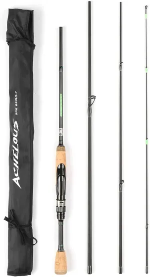 Fishing Rod,4 Pieces Travel Rod, Portable Travel Spinning Fishing Rod Lightweight Carbon Fiber 4 Pieces Fishing Pole
