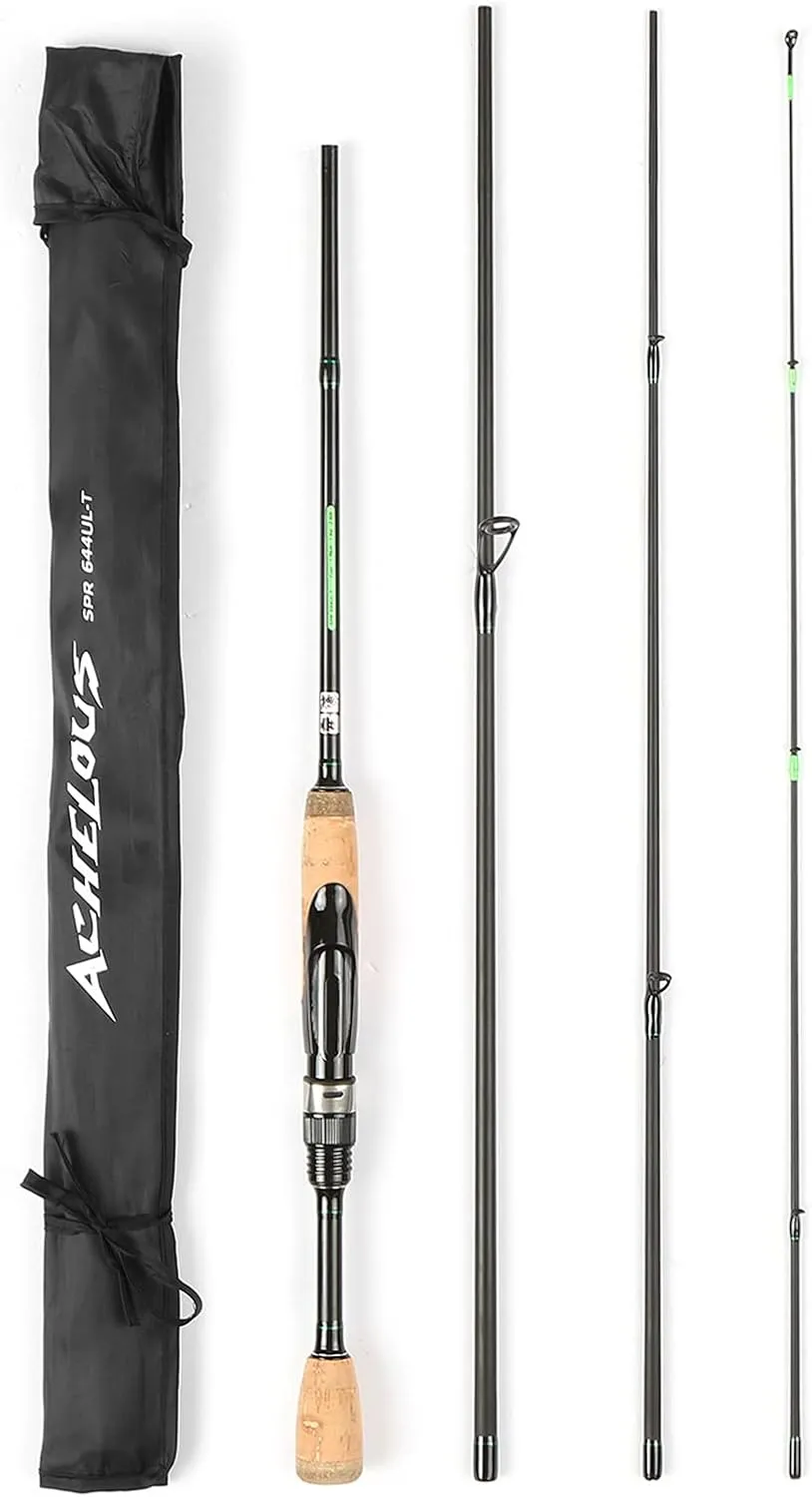 Fishing Rod,4 Pieces Travel Rod, Portable Travel Spinning Fishing Rod Lightweight Carbon Fiber 4 Pieces Fishing Pole
