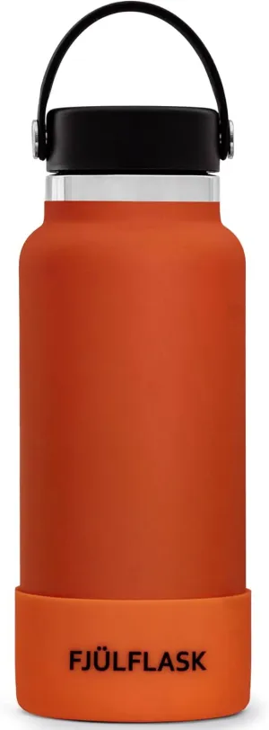 FJULflask Vacuum Insulated Water Bottle 32oz - Stainless Steel Thermo Mug - Wide Mouth Chug Lid Screw Top - Metal Canteen Keeps Hot for 12 & Cold for 24 Hours (Orange)